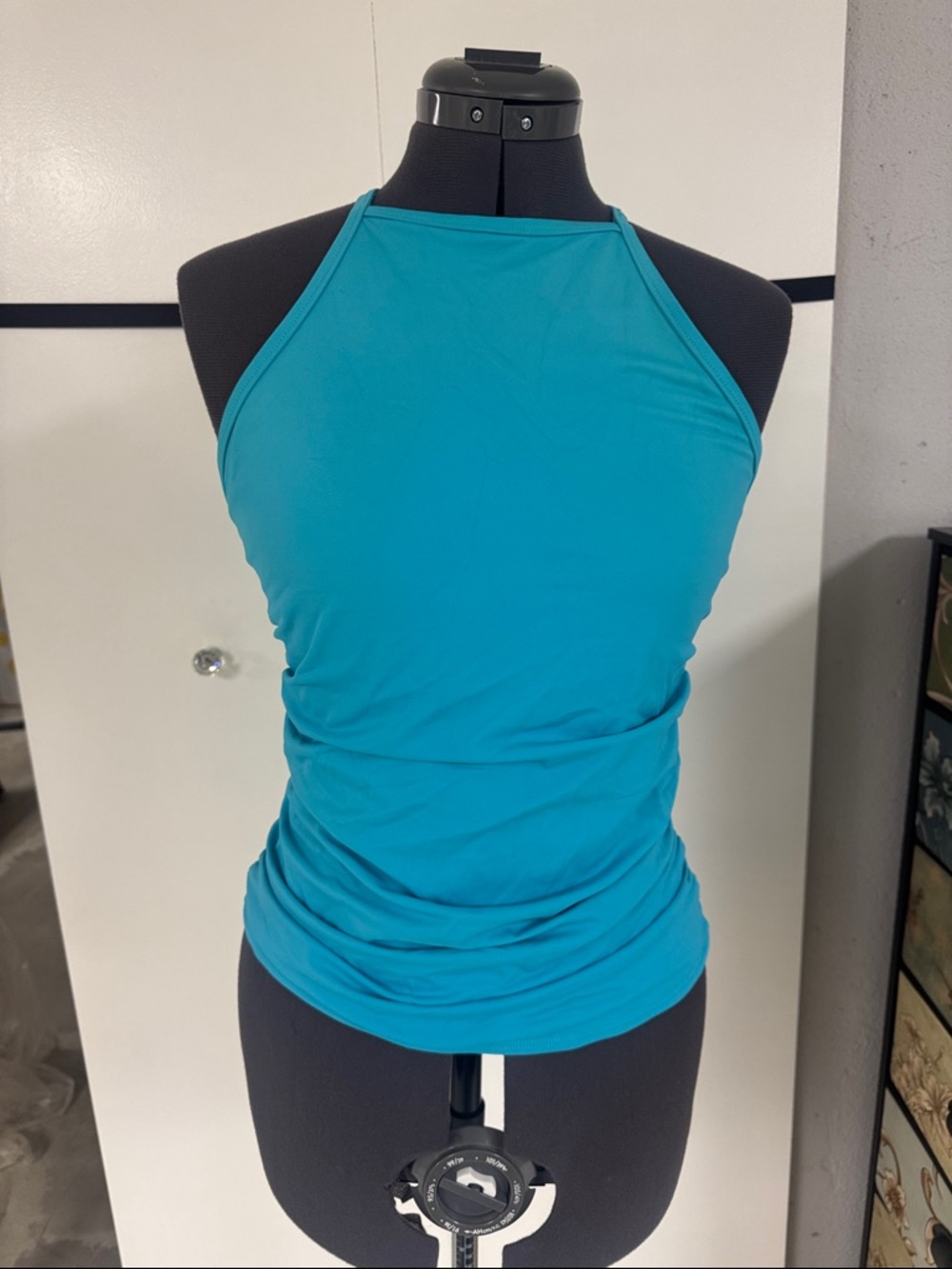 Women’s Teal High-Neck Halter Tankini Top